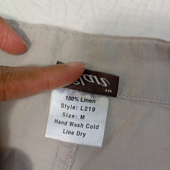 Elan 100% Linen Cargo Capri Pants Size M Womens Beige - Picture 3 of 9